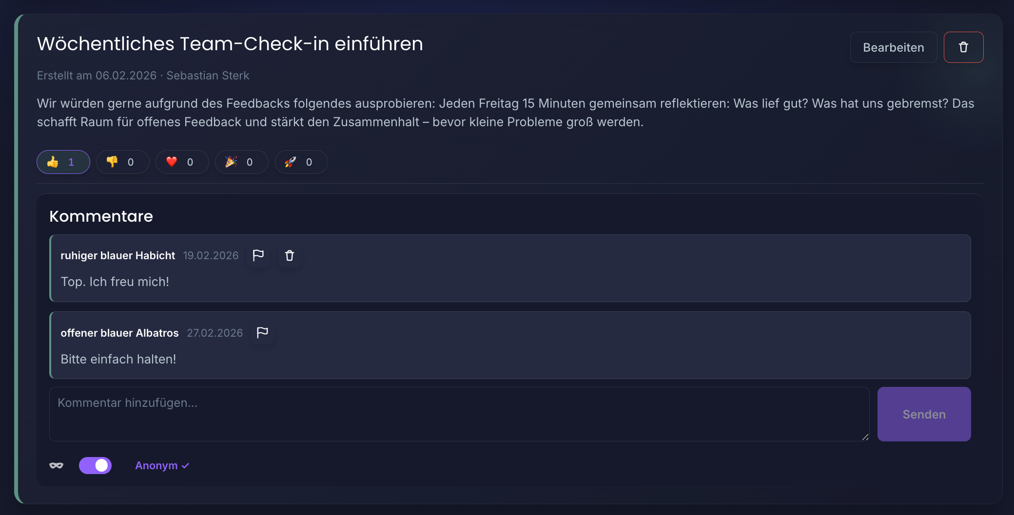Maßnahmen & Feedback-Loop in moodboard